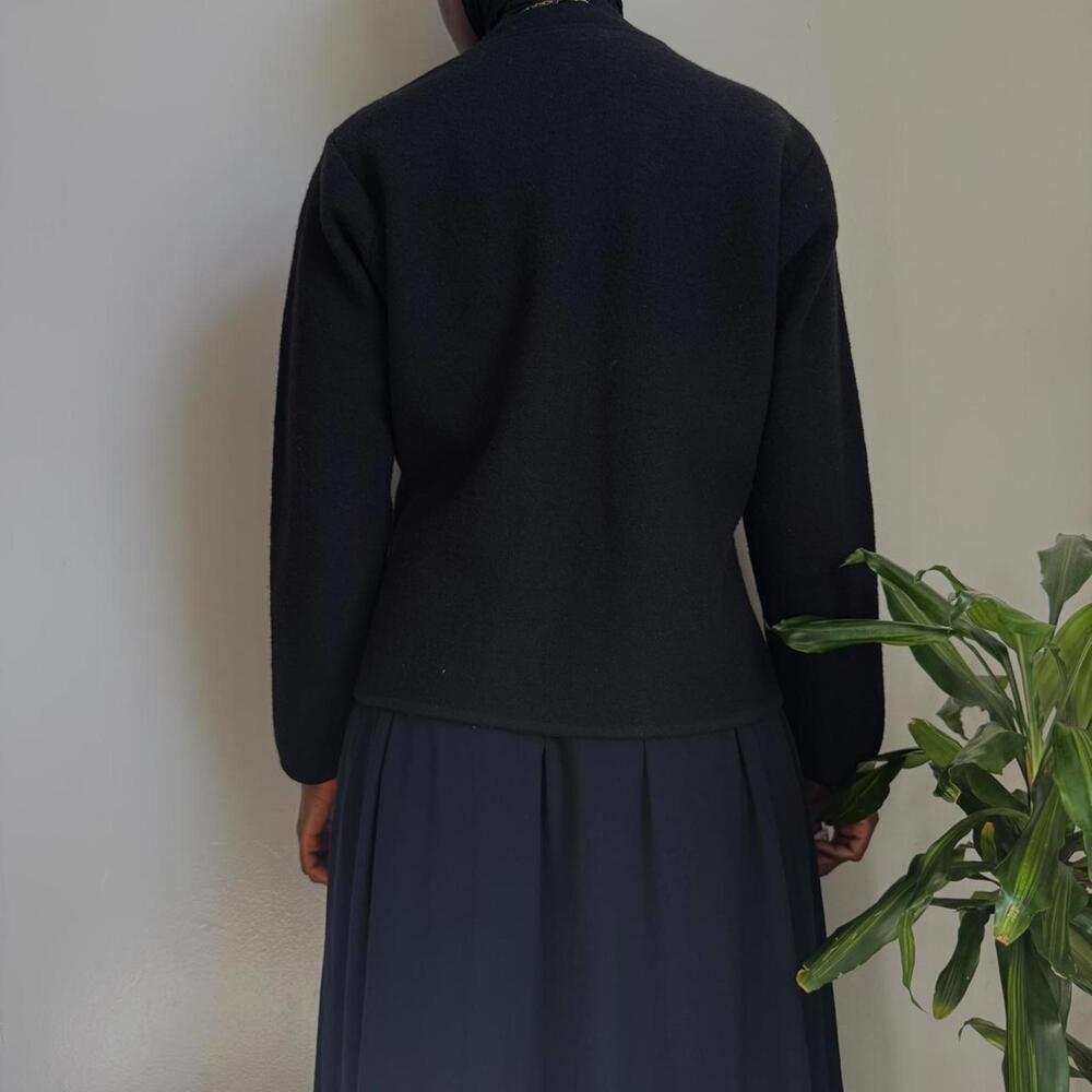Vintage‎ Coldwater Creek 100% Wool Mock Neck black Cardigan size PL - Picture 5 of 6